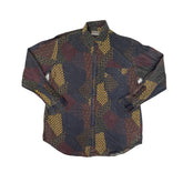 Vintage 90s  Multicolor Faded Paisley Patchwork Long Sleeve Shirt Size L